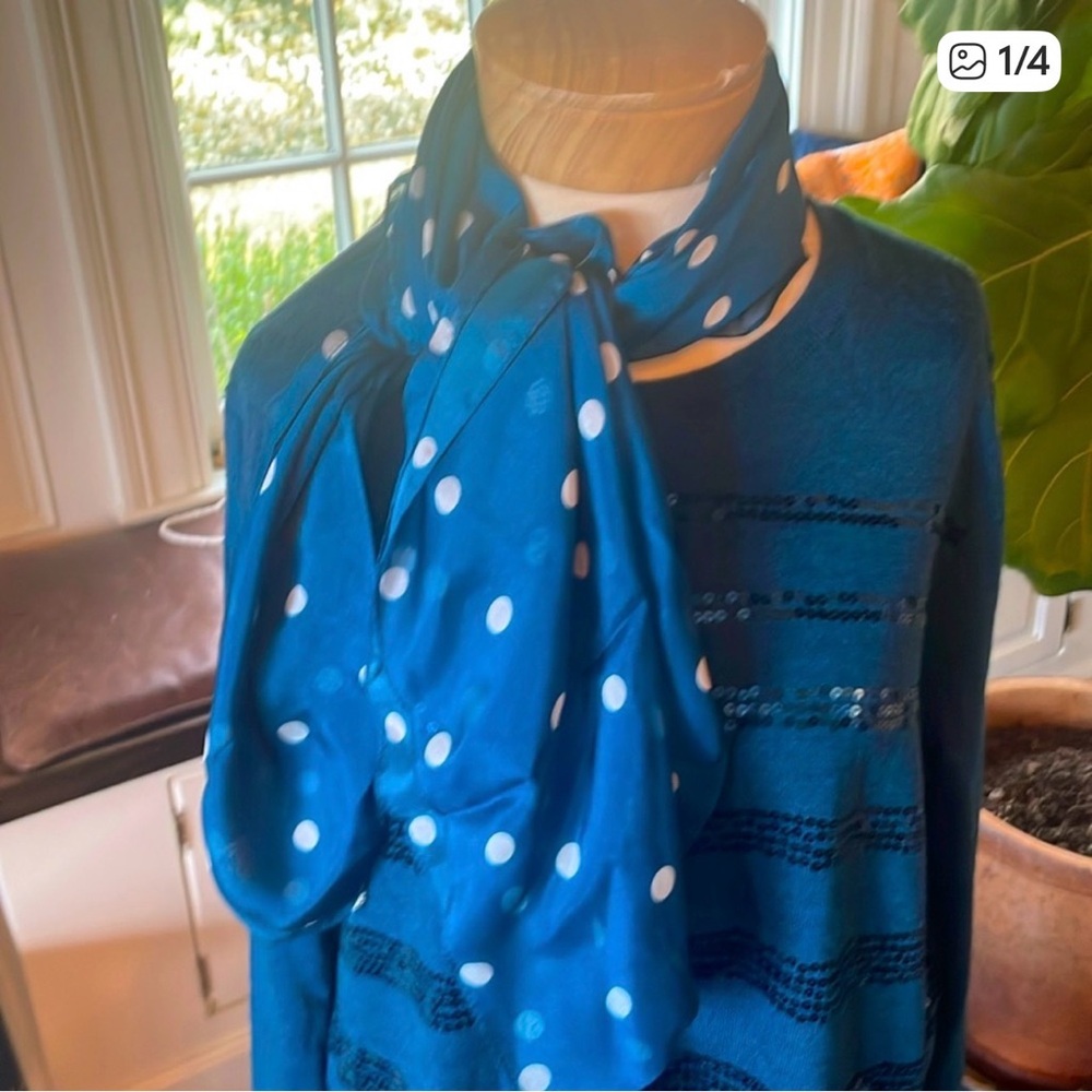 Pure Collection Teal Silk Scarf